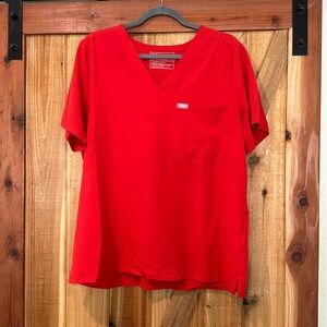 Figs XL Neon Red Catarina Fionlite scrub top
